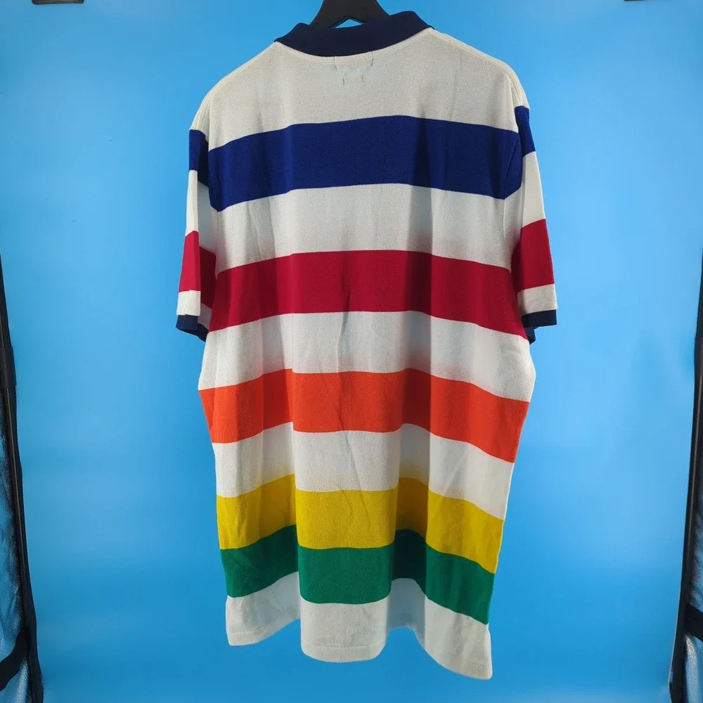 Polo Ralph Lauren Mens XL Classic Fit Multi-Color Striped Pique Polo Shirt